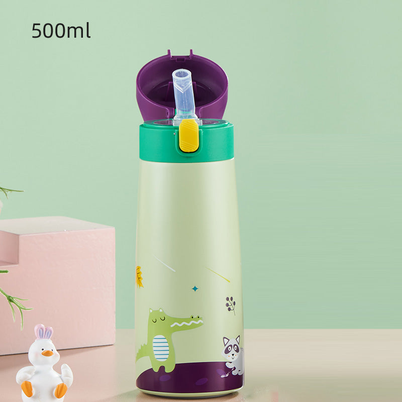 Stainless Steel Children's Thermos Mug Bounce Straw Cup