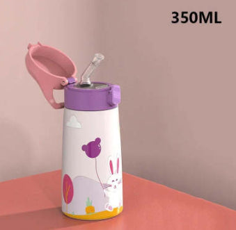 Stainless Steel Children's Thermos Mug Bounce Straw Cup