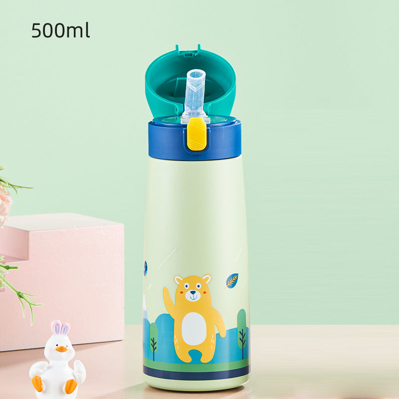 Stainless Steel Children's Thermos Mug Bounce Straw Cup